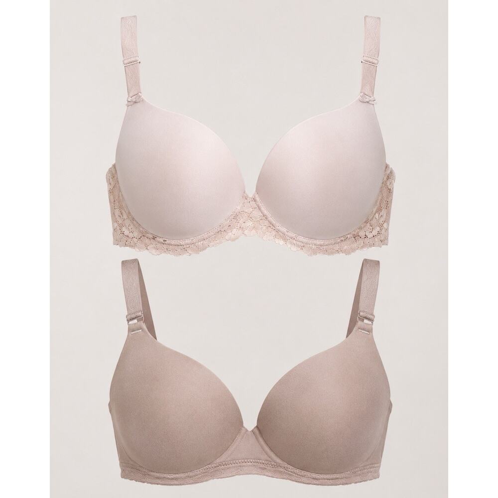 Lot of 2 Women’s 34D Bras Warner’s Wireless No Boundaries Underwire Nude